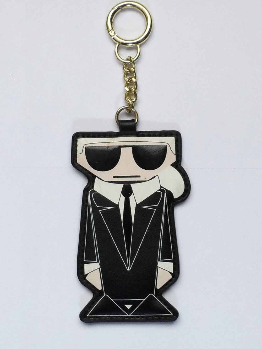 Karl Lagerfeld Key Chain-Bag Charm Black Gold Tone Hardware-RARE - Picture 1 of 2